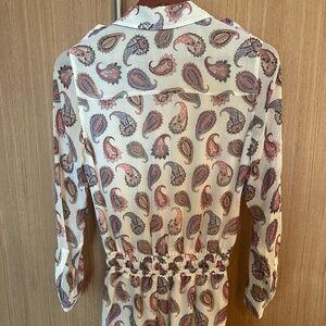 Tory Burch Ivory Dapper Border Paisley Brigitte Silk Romper